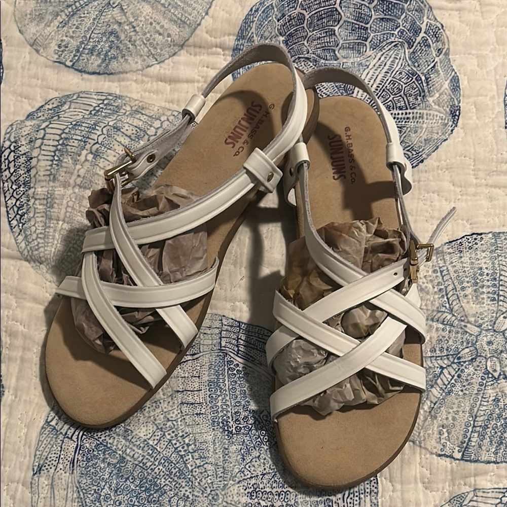 G.H. Bass & Co. White Sandals Strappy Design